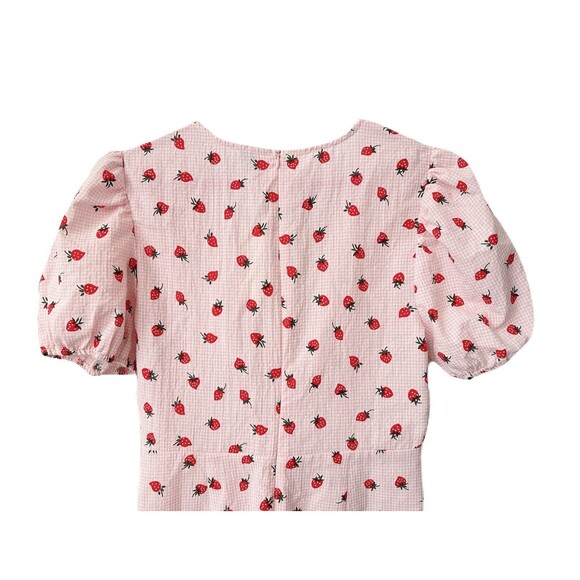 NEW Blue Rain Womens Size Medium Strawberry Front Tie Mini Dress Pink Gingham - Picture 6 of 9